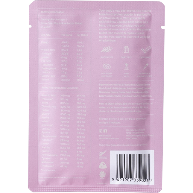 Mitchells Nutrition Bone Broth Protein Powder Real Strawberry