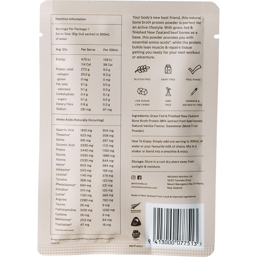 Mitchells Nutrition Bone Broth Protein Powder Vanilla