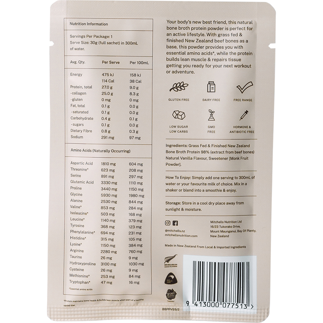 Mitchells Nutrition Bone Broth Protein Powder Vanilla