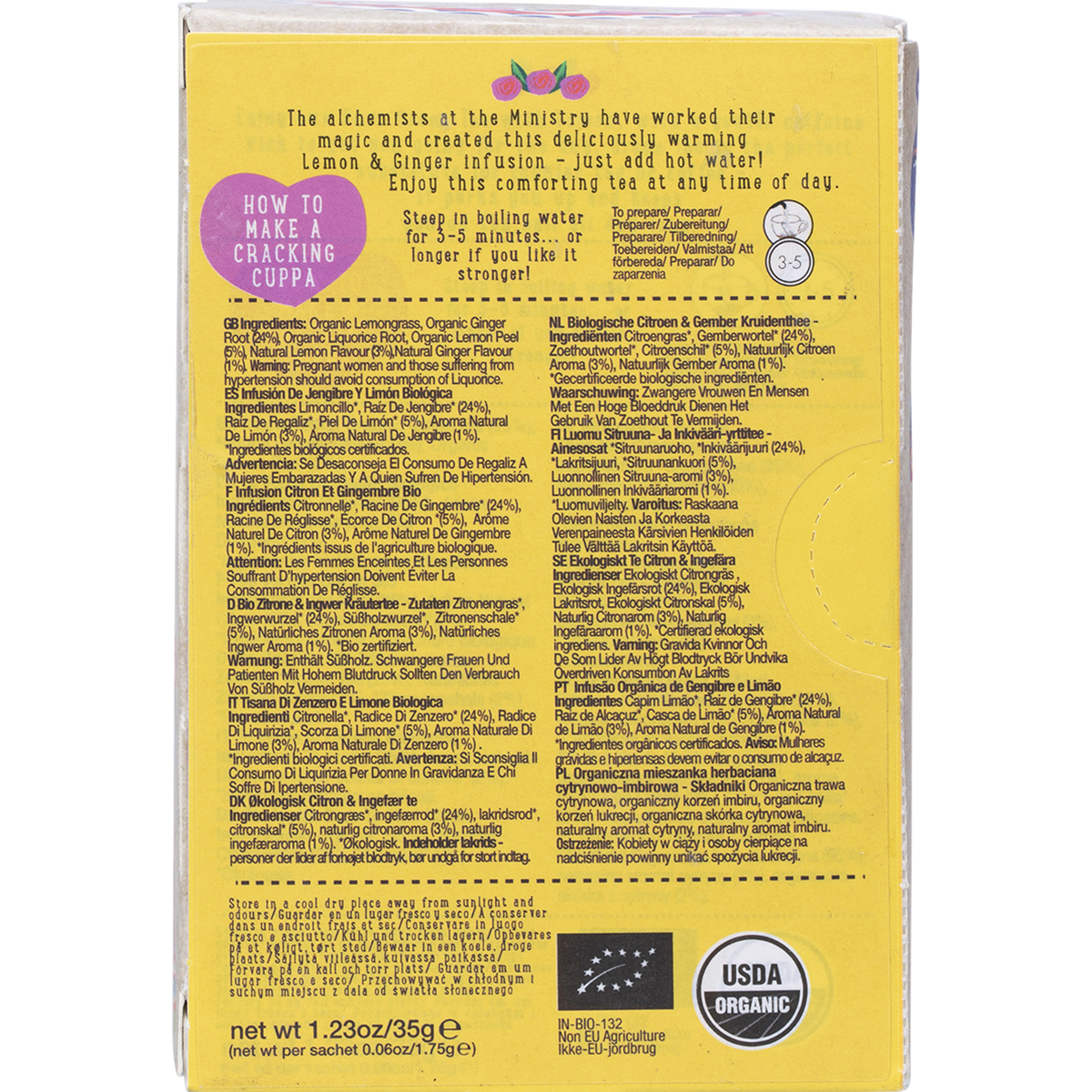 Organic Lemon & Ginger Infusion Tea Bags