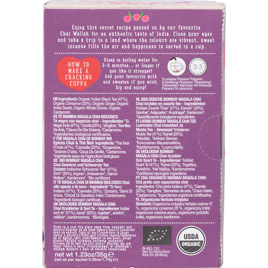 Organic Bombay Masala Chai Tea Bags