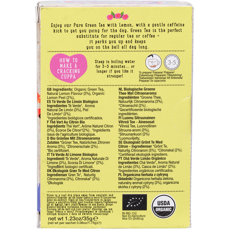 Organic Lemon Green Tea Bags