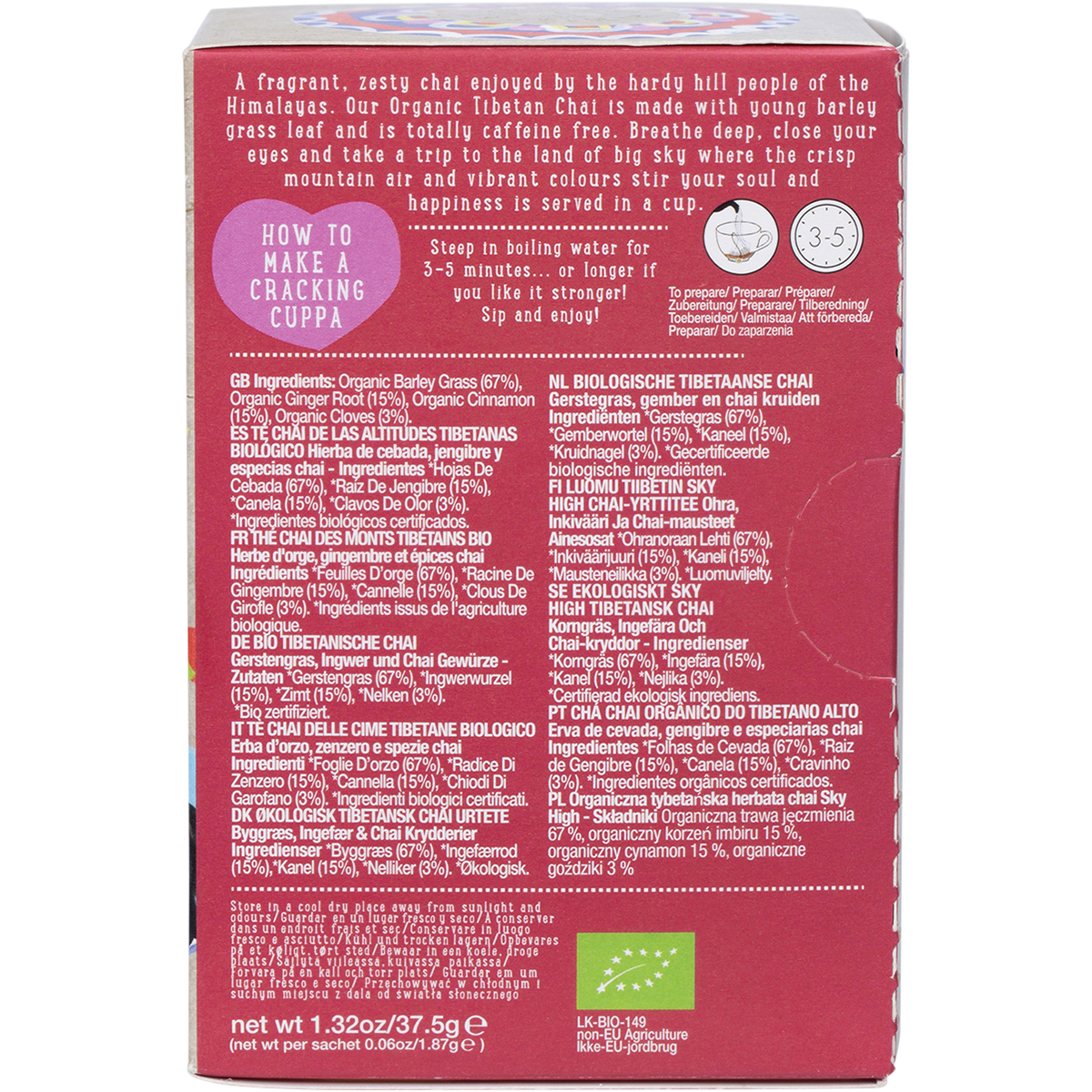 Organic Sky High Tibetan Chai Tea Bags