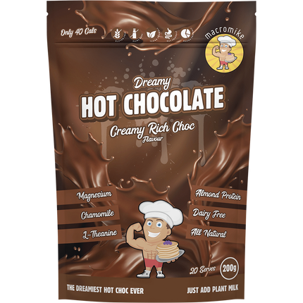 Macro Mike Dreamy Hot Chocolate Creamy Rich Choc plant-based drinking chocolate powder pack