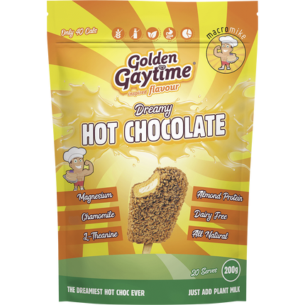 Macro Mike Dreamy Hot Chocolate Golden Gaytime plant-based drinking chocolate powder pack