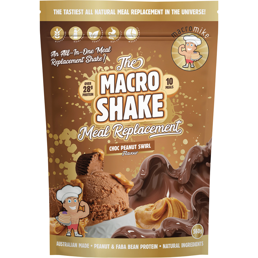 Macro Mike Macro Shake Meal Replacement Choc Peanut Swirl plant-based meal replacement protein shake pack