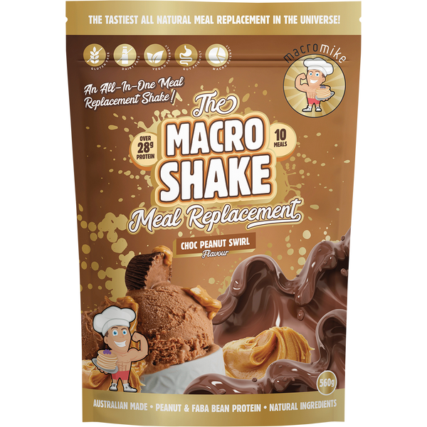 Macro Mike Macro Shake Meal Replacement Choc Peanut Swirl plant-based meal replacement protein shake pack