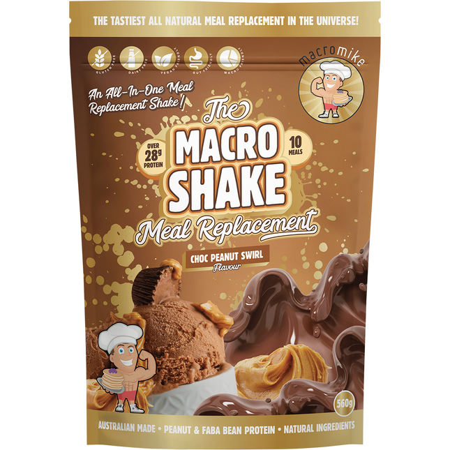 Macro Mike Macro Shake Meal Replacement Choc Peanut Swirl plant-based meal replacement protein shake pack