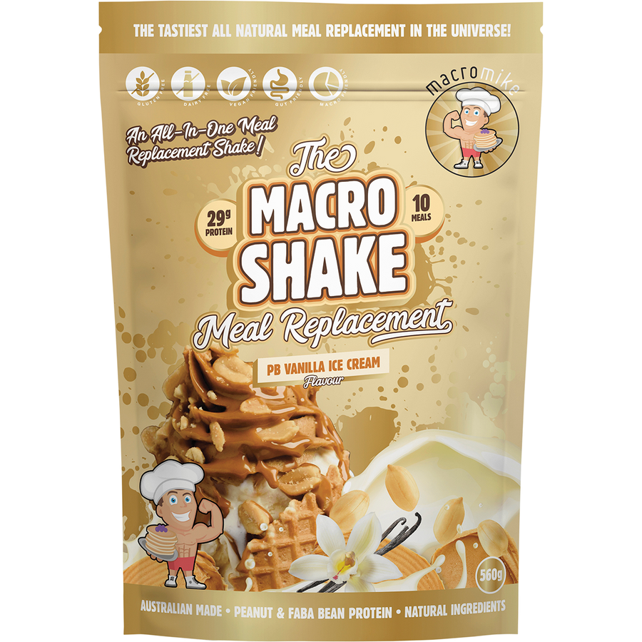 Macro Mike Macro Shake Meal Replacement PB Vanilla Ice Cream plant-based meal replacement protein shake pack