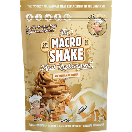 Macro Mike Macro Shake Meal Replacement PB Vanilla Ice Cream plant-based meal replacement protein shake pack