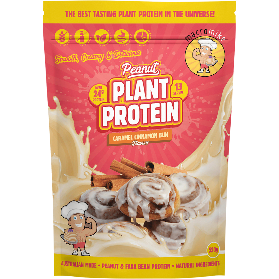 Macro Mike Peanut Plant Protein Caramel Cinnamon Bun plant-based peanut protein powder pack