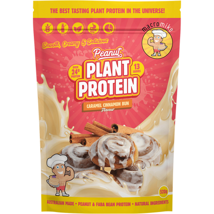 Macro Mike Peanut Plant Protein Caramel Cinnamon Bun plant-based peanut protein powder pack
