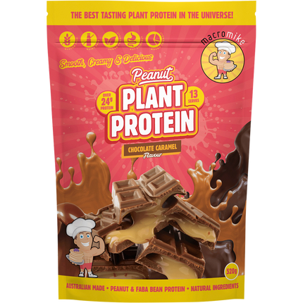 Macro Mike Peanut Plant Protein Chocolate Caramel plant-based peanut protein powder pack