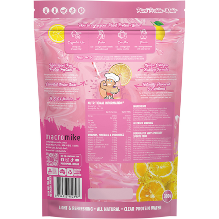 Pink Lemonade Plant Protein Water from Macro Mike, ideal for hydration, plant-based protein intake, and active lifestyles.