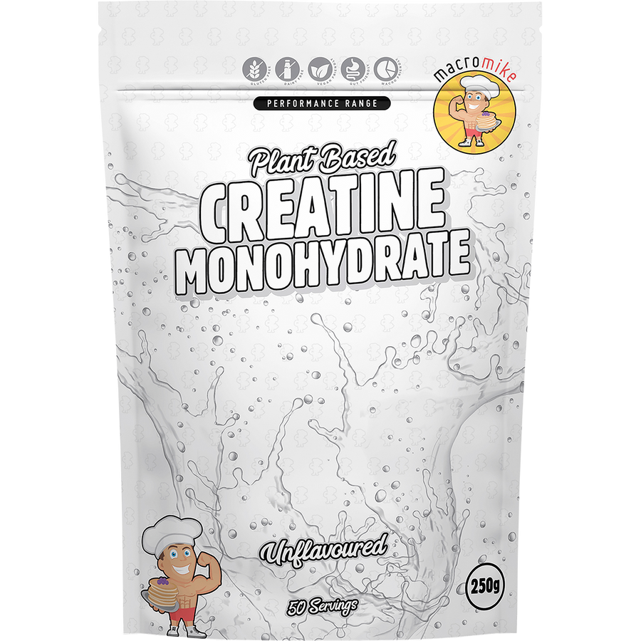 Macro Mike Plant Based Creatine Monohydrate Unflavoured supplement designed to support strength, performance, and muscle recovery.