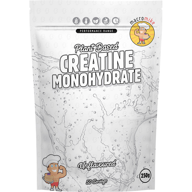 Macro Mike Plant Based Creatine Monohydrate Unflavoured supplement designed to support strength, performance, and muscle recovery.