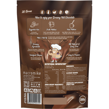 Macro Mike Creamy Rich Choc Dreamy Hot Chocolate vegan hot chocolate powder product package
