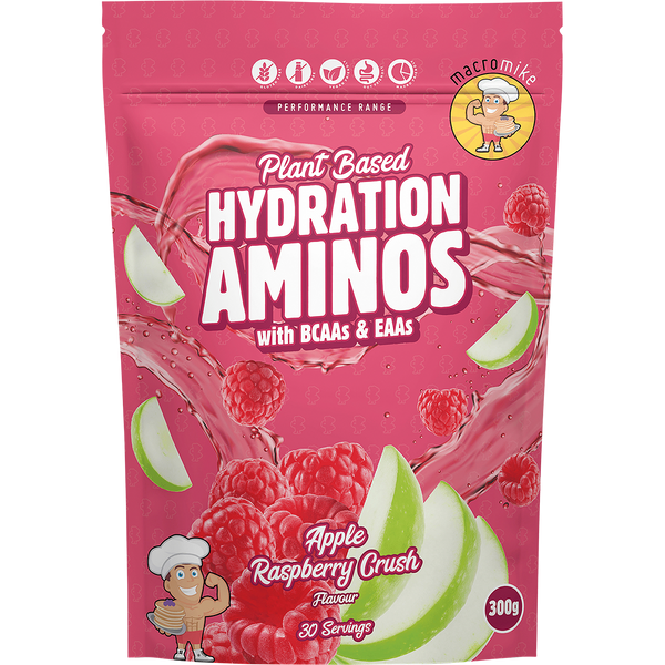 Macro Mike Plant Based Hydration Aminos Apple Raspberry Crush electrolyte amino hydration supplement pack