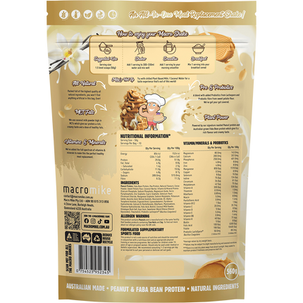 Macro Mike PB Vanilla Ice Cream Macro Shake vegan meal replacement protein powder product package