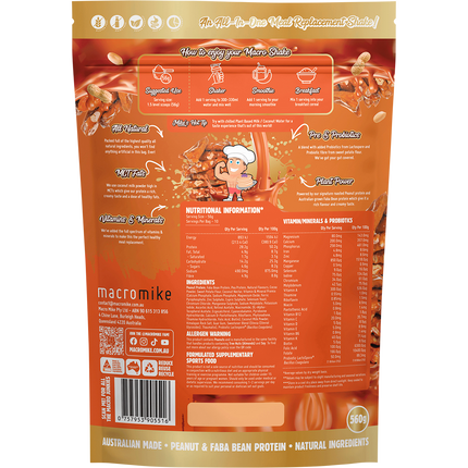 Macro Mike Salted Caramel Peanut Macro Shake vegan meal replacement protein powder product package