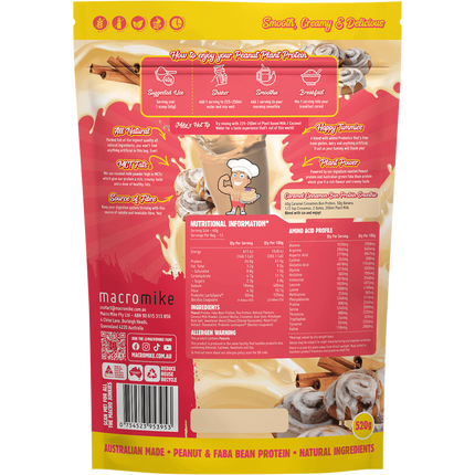 Macro Mike Caramel Cinnamon Bun Peanut Plant Protein vegan peanut protein powder product package