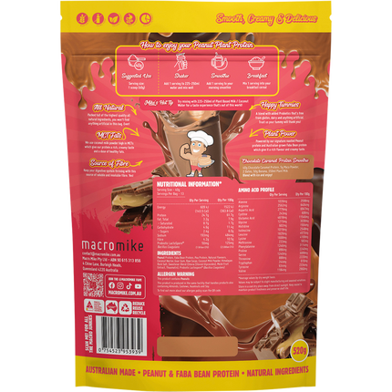 Macro Mike Chocolate Caramel Peanut Plant Protein vegan peanut protein powder product package