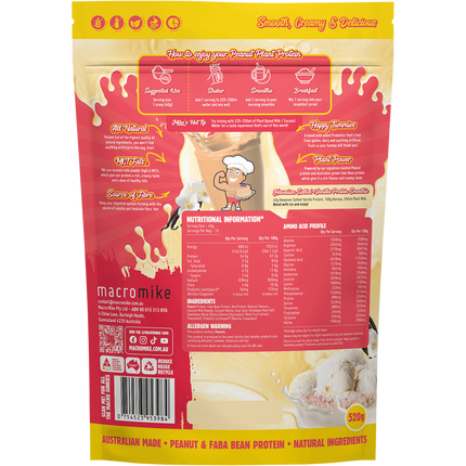 Macro Mike Hawaiian Salted Vanilla Peanut Plant Protein vegan peanut protein powder product package
