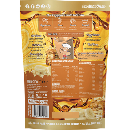 Macro Mike PB Banana & Hunnie Peanut Plant Protein vegan peanut protein powder product package