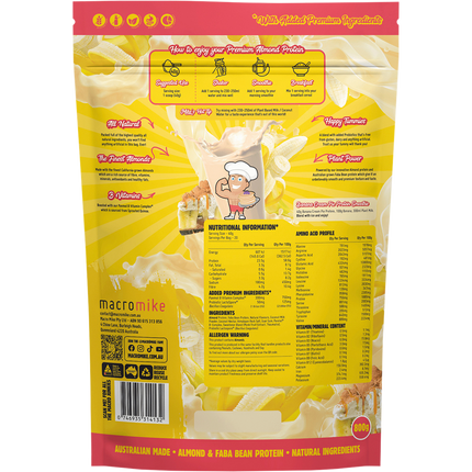 Macro Mike Banana Cream Pie Premium Almond Protein vegan almond protein powder product package