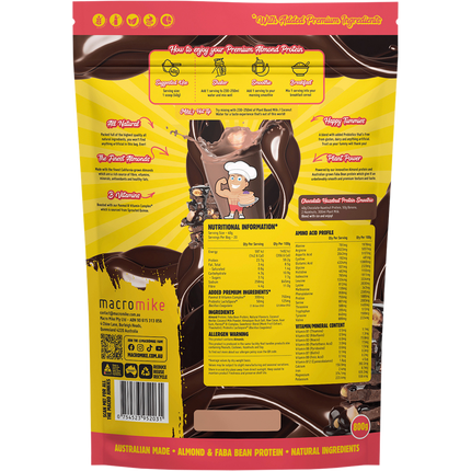 Macro Mike Choc Hazelnut Premium Almond Protein vegan almond protein powder product package