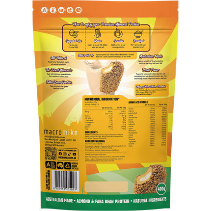 Macro Mike Golden Gaytime Premium Almond Protein vegan almond protein powder product package