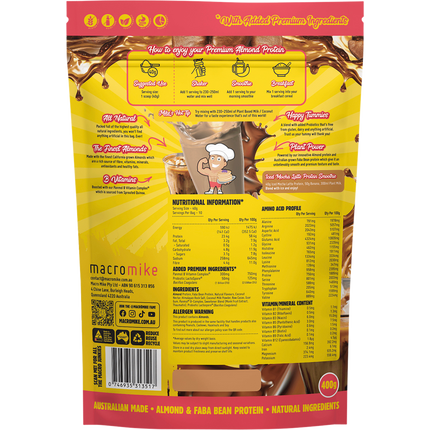 Macro Mike Iced Mocha Latte Premium Almond Protein vegan almond protein powder product package