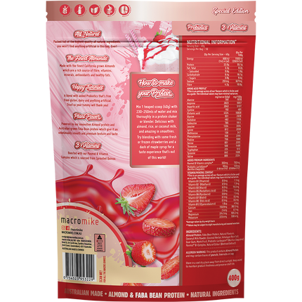 Macro Mike Strawberry Thick Shake Premium Almond Protein vegan almond protein powder product package