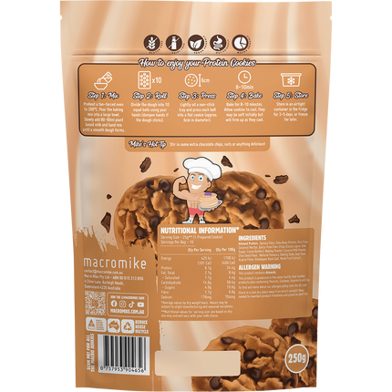 Macro Mike Choc Chip Protein Cookie Mix vegan baking mix product package