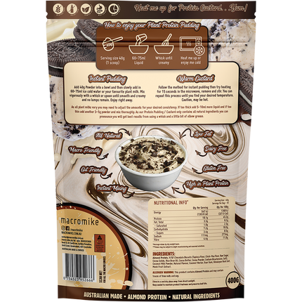 Macro Mike Cookies & Cream Plant Protein Pudding vegan protein dessert product package