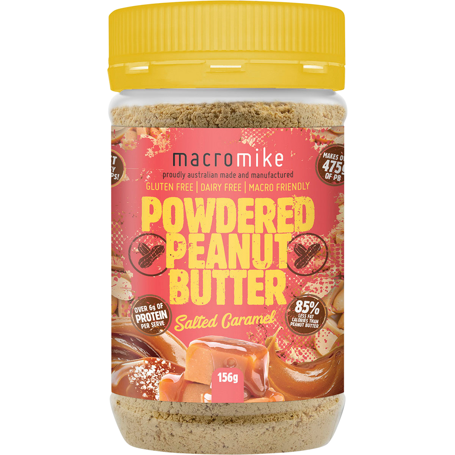Macro Mike Powdered Peanut Butter Salted Caramel plant-based powdered peanut butter product pack