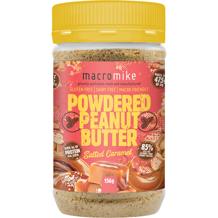 Macro Mike Powdered Peanut Butter Salted Caramel plant-based powdered peanut butter product pack