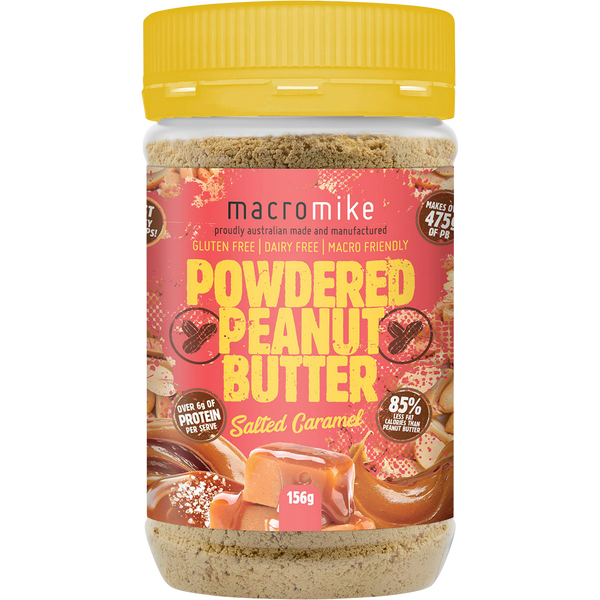 Macro Mike Powdered Peanut Butter Salted Caramel plant-based powdered peanut butter product pack