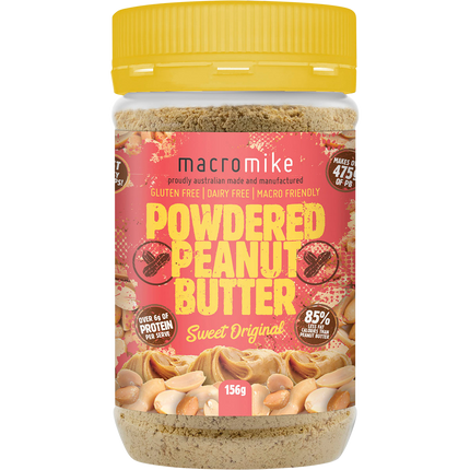 Macro Mike Powdered Peanut Butter Sweet Original plant-based powdered peanut butter product pack