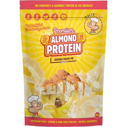 Macro Mike Premium Almond Protein Banana Cream Pie plant-based almond protein powder pack
