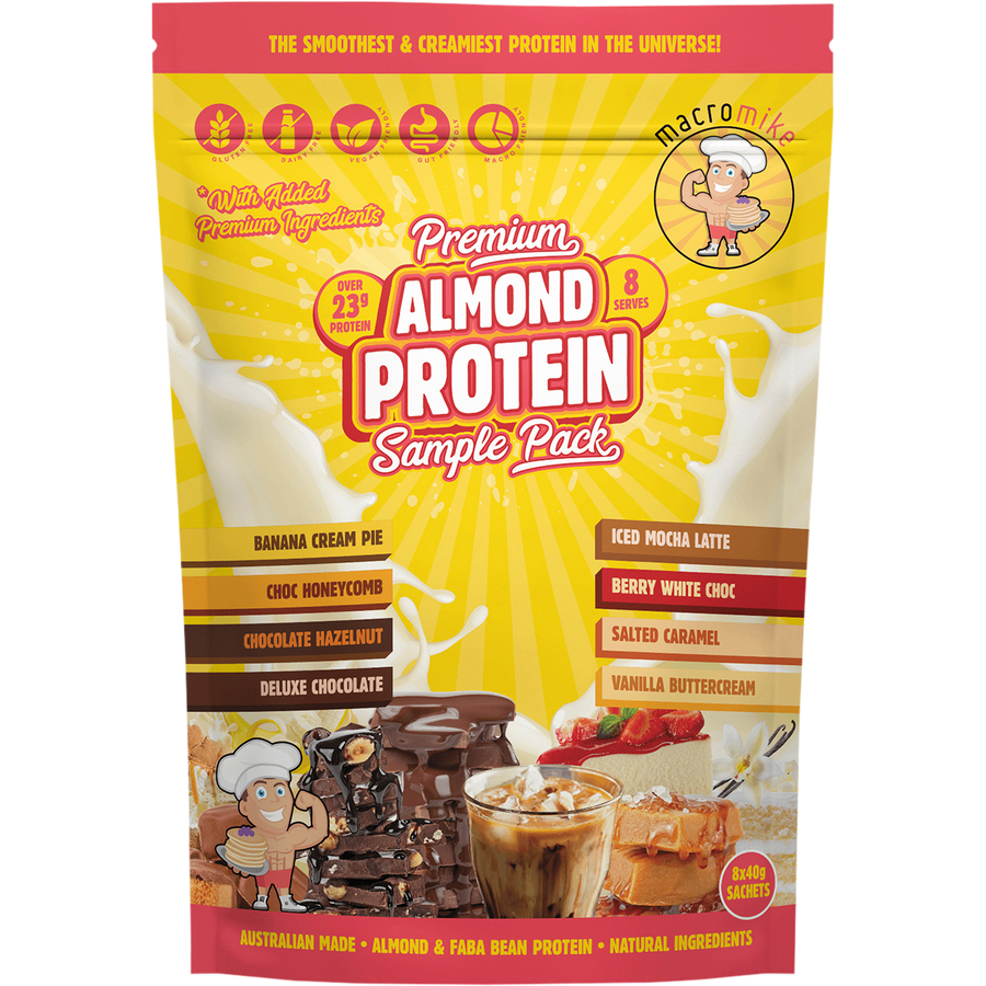 Macro Mike Premium Almond Protein Sample Pack Sachets