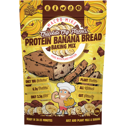 Macro Mike Protein Banana Bread Baking Mix Chocolate Chip plant-based high-protein banana bread mix pack