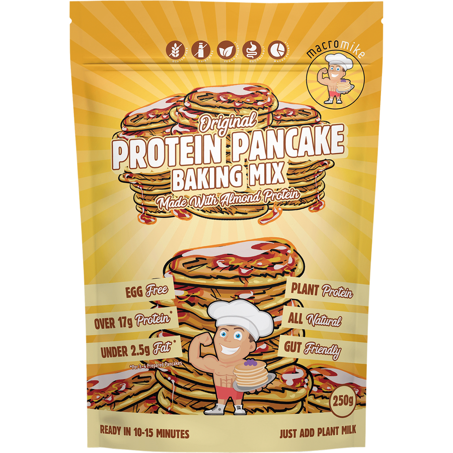 Macro Mike Protein Pancake Baking Mix Original high-protein mix for fluffy, nutritious, and easy-to-make pancakes.