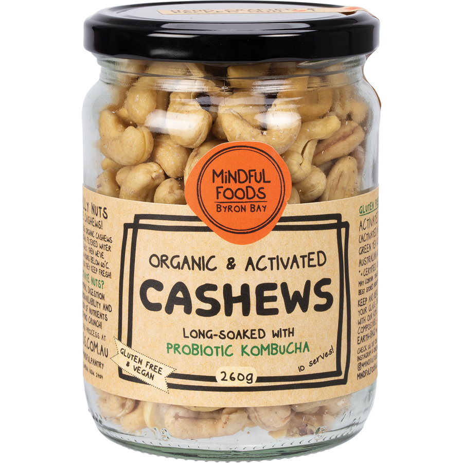 Organic activated Mindful Foods cashews in a bag
