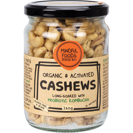 Organic activated Mindful Foods cashews in a bag