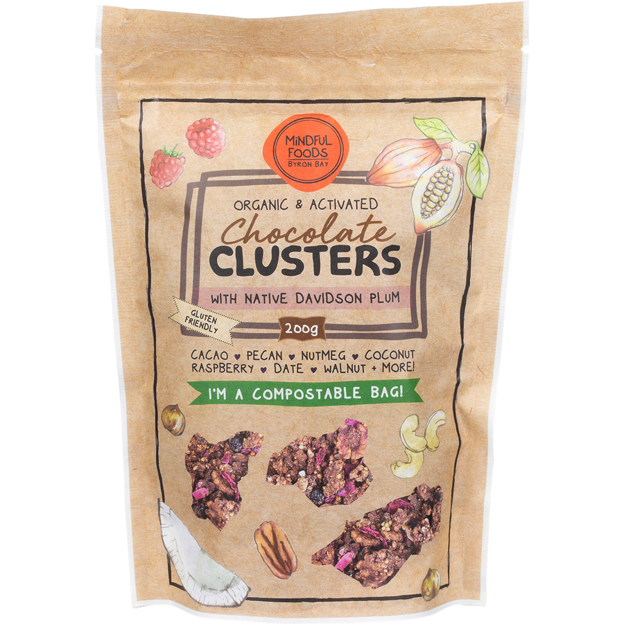 Mindful Foods chocolate clusters Davidson plum organic activated snack
