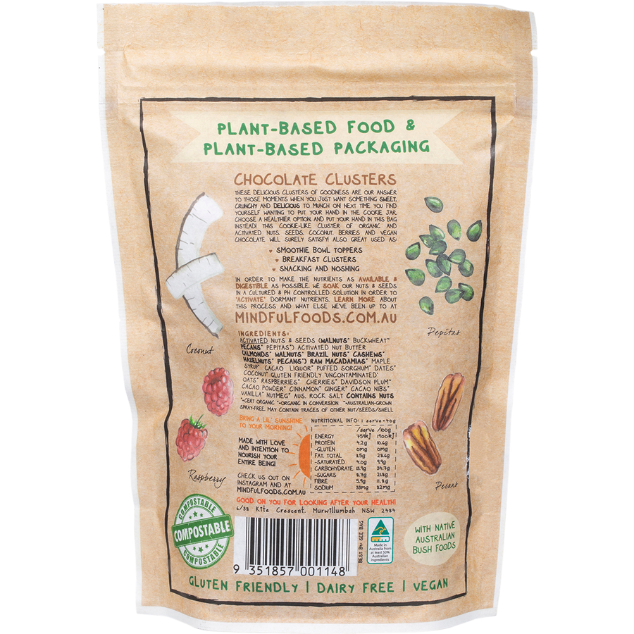 Mindful Foods chocolate clusters Davidson plum organic superfood snack
