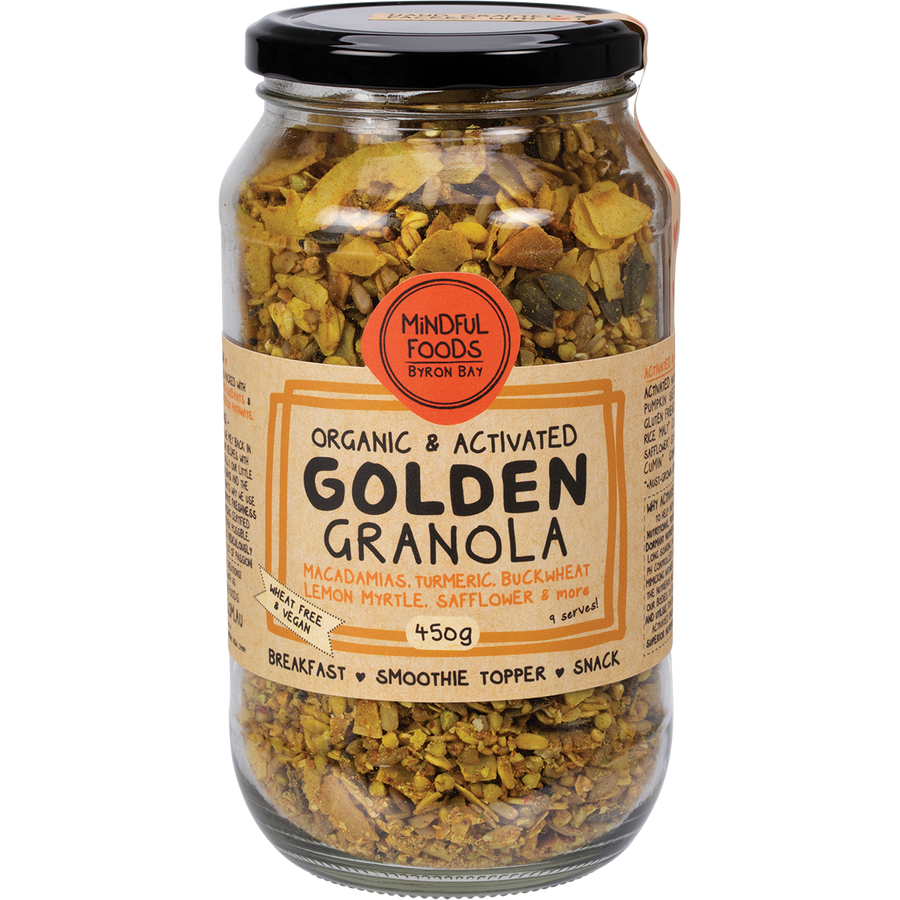 Mindful Foods golden granola organic activated crunchy breakfast granola