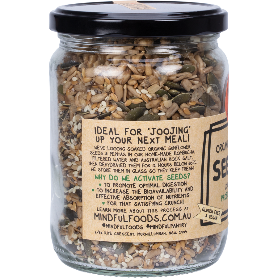 Activated organic seed mix with sunflower seeds and kombucha