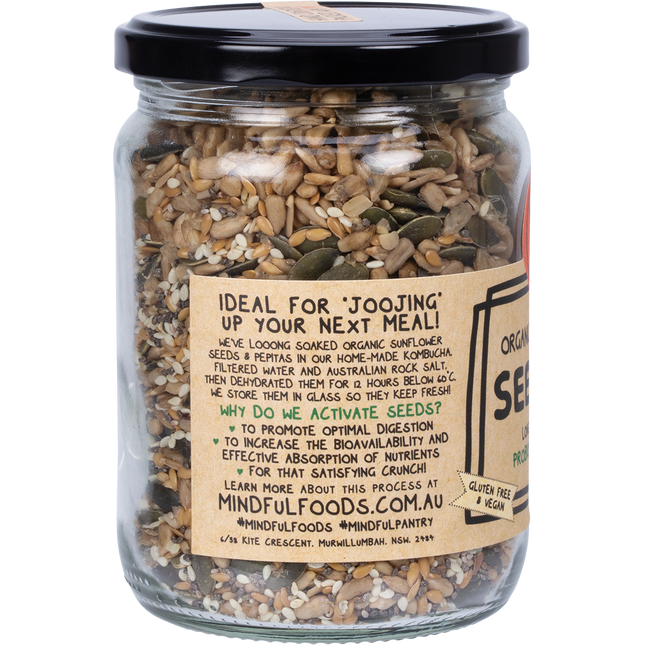 Activated organic seed mix with sunflower seeds and kombucha